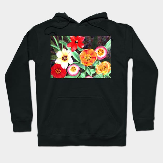 Colorful Spring tulips Hoodie by thryngreen